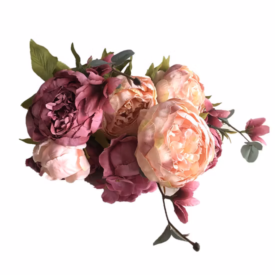 Bouquet di fiori di peonia in seta artificiale a 13 teste per la decorazione domestica di nozze